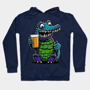 Cartoonish croc with beer mug Hoodie